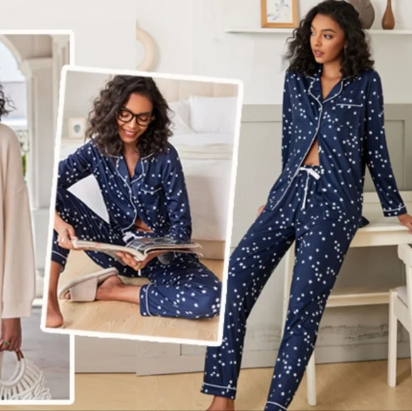 Navy Stars 2pc Pajama Set - Picture 2 of 3